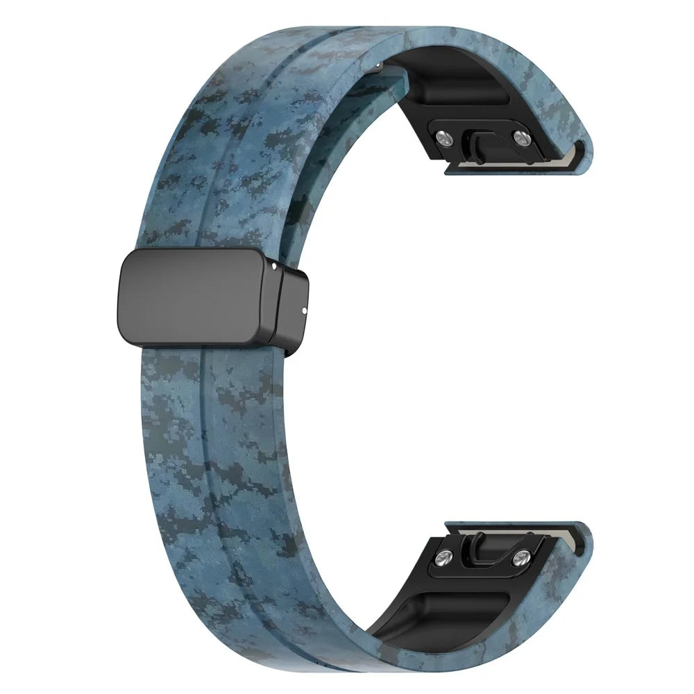 26mm Watch Strap For Garmin Fenix 8 51mm  /  Fenix 7X  /  6X Camouflage Silicone Watchband with Magnetic Black Buckle - Mosaic - 3