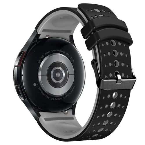Silicone Strap for Samsung Galaxy Watch7 44mm 40mm / Watch FE 40mm / Watch6 44mm 40mm Multiple Holes Dual Color Watchband - Black+Grey - 1