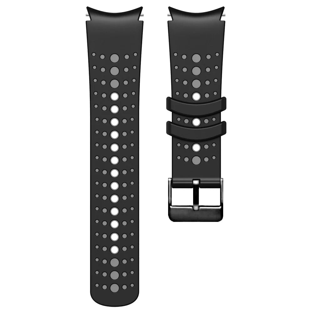 Silicone Strap for Samsung Galaxy Watch7 44mm 40mm / Watch FE 40mm / Watch6 44mm 40mm Multiple Holes Dual Color Watchband - Black+Grey - 3