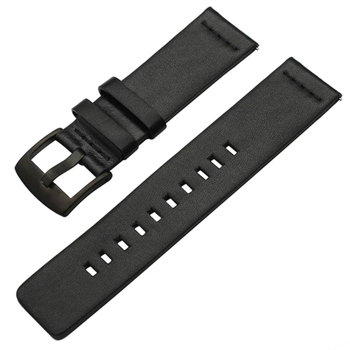 For Suunto 9  /  7 Replacement Watch Band 24mm PU Leather Watch Strap - Black  /  Black - 3