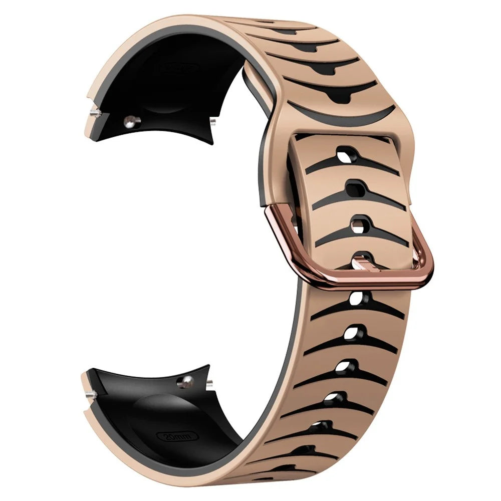 Silicone Strap for Samsung Galaxy Watch7 44mm 40mm / Watch FE 40mm / Watch6 44mm 40mm Dual Color Watch Band - Khaki+Black - 2