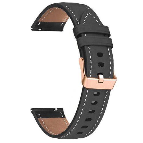 18mm PU Leather Strap for Huawei Watch GT 5 Pro 42mm / GT 5 41mm / GT 4 41mm Rose Gold Buckle Watchband - Black - 1