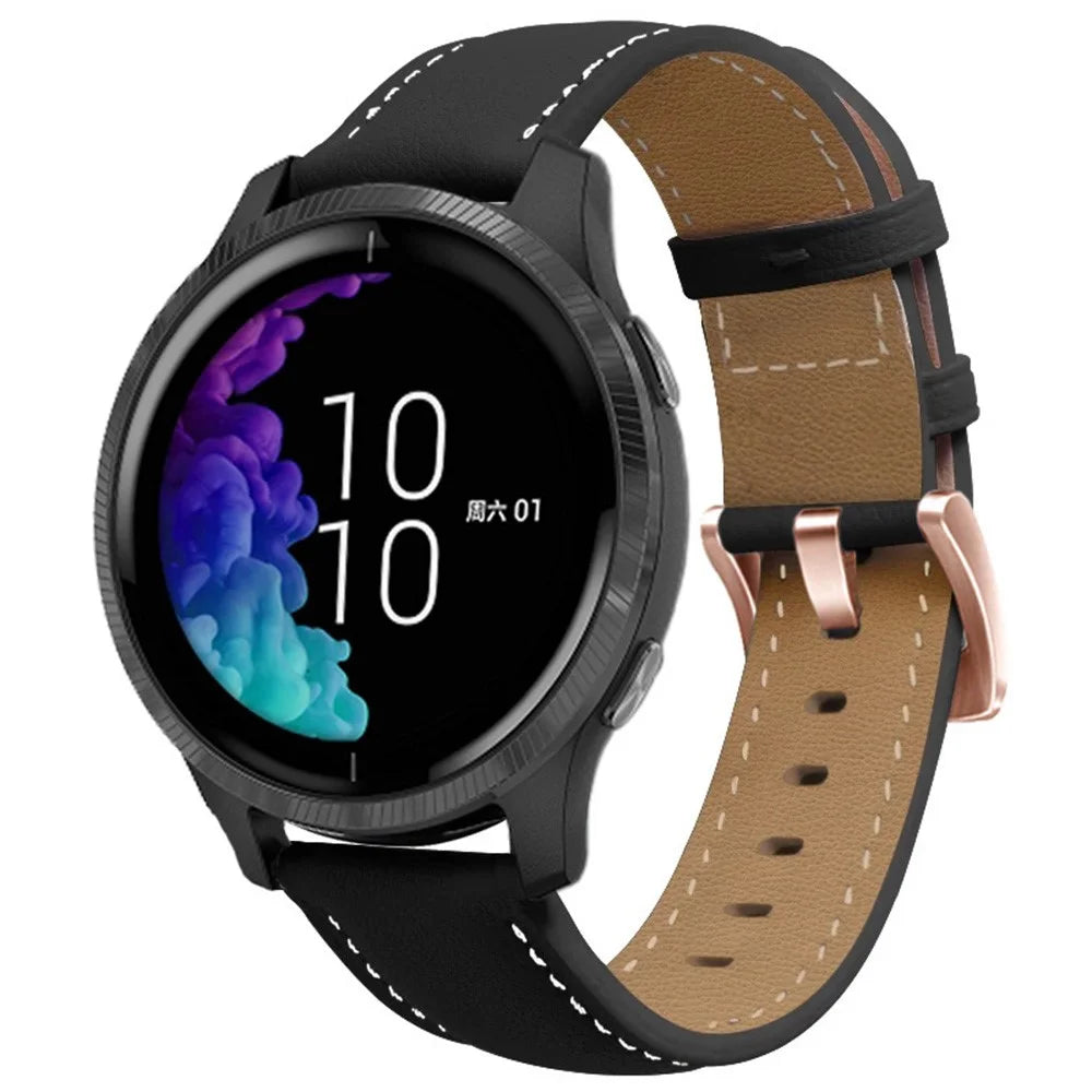 18mm PU Leather Strap for Huawei Watch GT 5 Pro 42mm / GT 5 41mm / GT 4 41mm Rose Gold Buckle Watchband - Black - 2