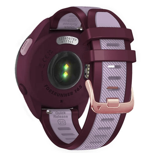 20mm Silicone Strap for Samsung Galaxy Watch6 44mm 40mm / Watch6 Classic 47mm 43mm / Watch 5 44mm 40mm Rose Gold Buckle Dual Color Band - Purple+Red - 1