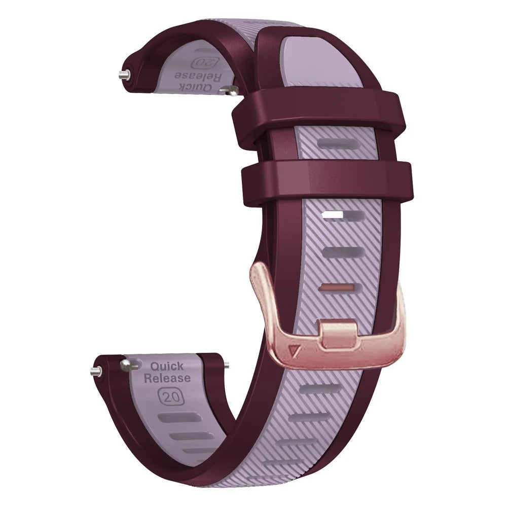 20mm Silicone Strap for Samsung Galaxy Watch6 44mm 40mm / Watch6 Classic 47mm 43mm / Watch 5 44mm 40mm Rose Gold Buckle Dual Color Band - Purple+Red - 2