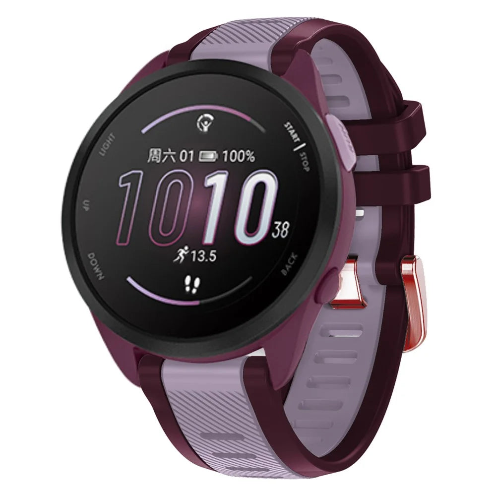 20mm Silicone Strap for Samsung Galaxy Watch6 44mm 40mm / Watch6 Classic 47mm 43mm / Watch 5 44mm 40mm Rose Gold Buckle Dual Color Band - Purple+Red - 4