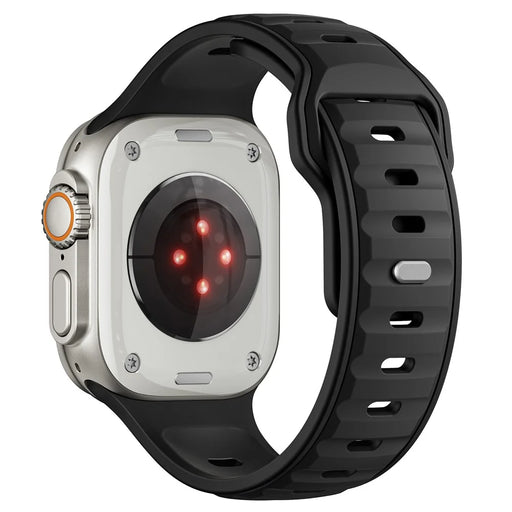 Dual Color Silicone Strap for Apple Watch Series 11 10 42mm / 9 8 7 41mm / SE3 SE2 SE 6 5 4 40mm / 3 2 1 38mm - Black - 1
