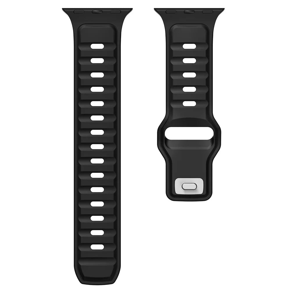 Dual Color Silicone Strap for Apple Watch Series 11 10 42mm / 9 8 7 41mm / SE3 SE2 SE 6 5 4 40mm / 3 2 1 38mm - Black - 2