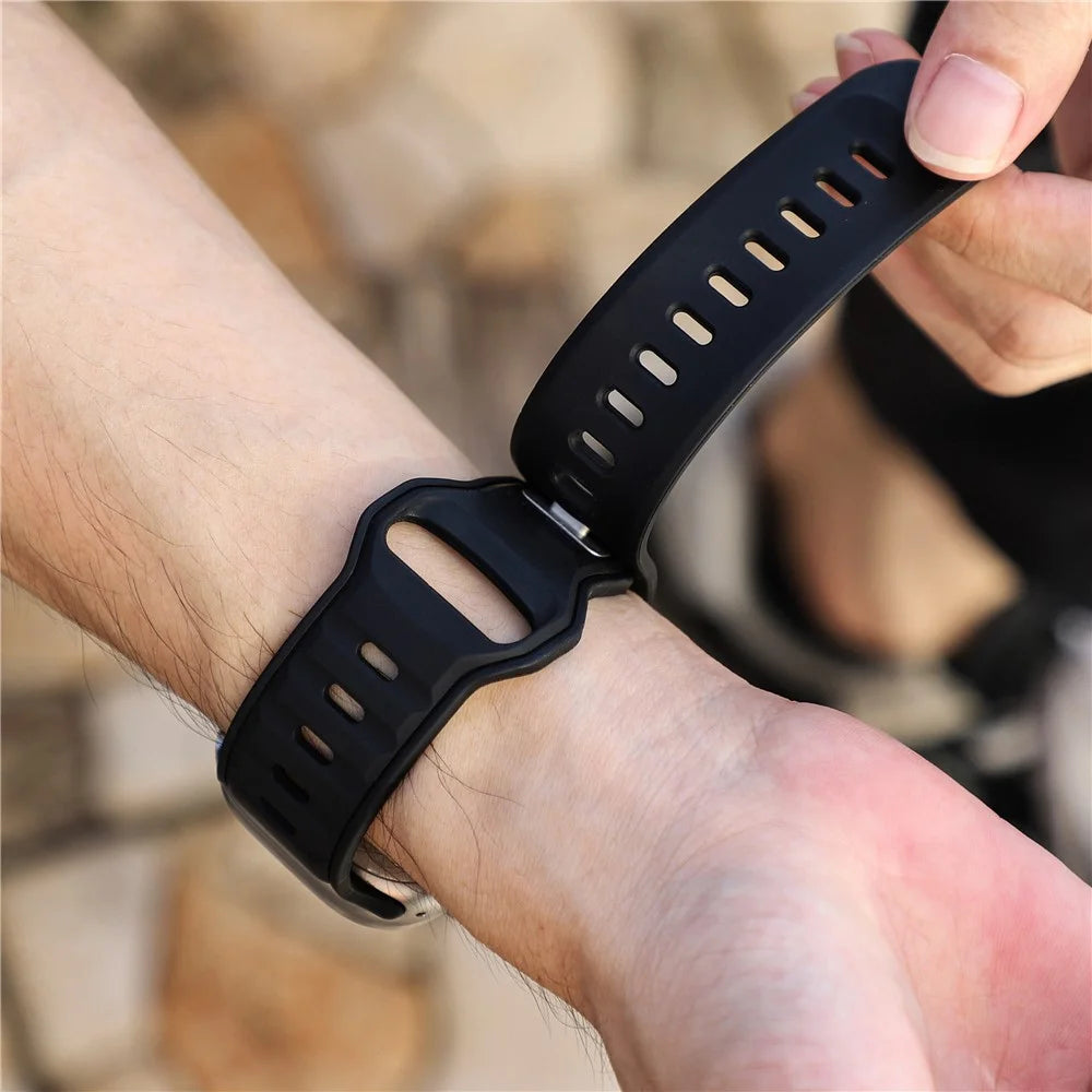 Dual Color Silicone Strap for Apple Watch Series 11 10 42mm / 9 8 7 41mm / SE3 SE2 SE 6 5 4 40mm / 3 2 1 38mm - Black - 5