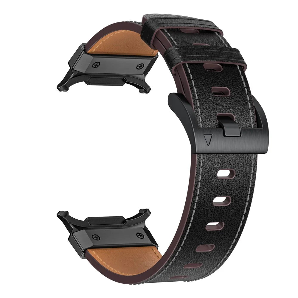 For Samsung Galaxy Watch Ultra2 47mm / Watch Ultra (2025) 47mm / Watch Ultra 47mm Genuine Cow Leather Watch Band Minimalist Sport Strap - Black / Napa Texture - 4