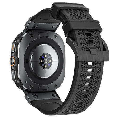 For Samsung Galaxy Watch Ultra2 47mm / Watch Ultra (2025) 47mm / Watch Ultra 47mm Sport Band Rubber Breathable Watch Strap - Black / Black Connector - 1