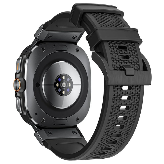 For Samsung Galaxy Watch Ultra2 47mm / Watch Ultra (2025) 47mm / Watch Ultra 47mm Sport Band Rubber Breathable Watch Strap - Black / Black Connector - 1