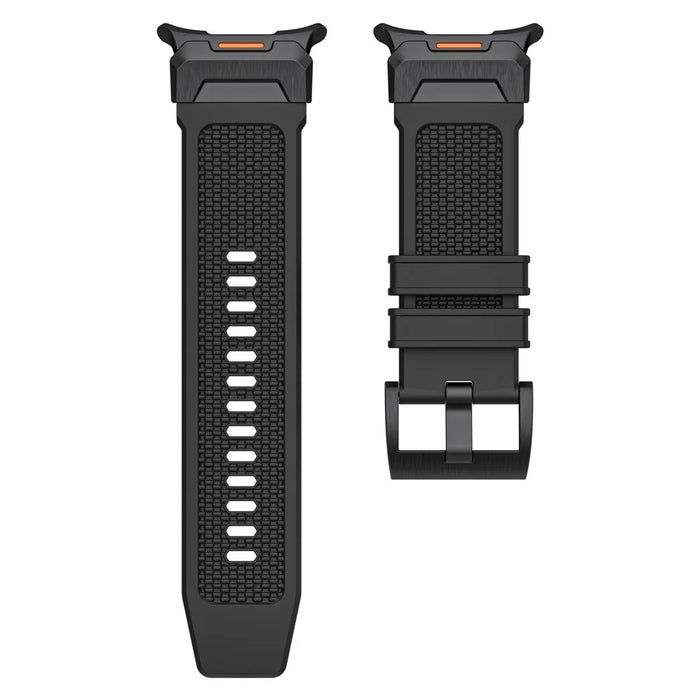 For Samsung Galaxy Watch Ultra2 47mm / Watch Ultra (2025) 47mm / Watch Ultra 47mm Sport Band Rubber Breathable Watch Strap - Black / Black Connector - 2