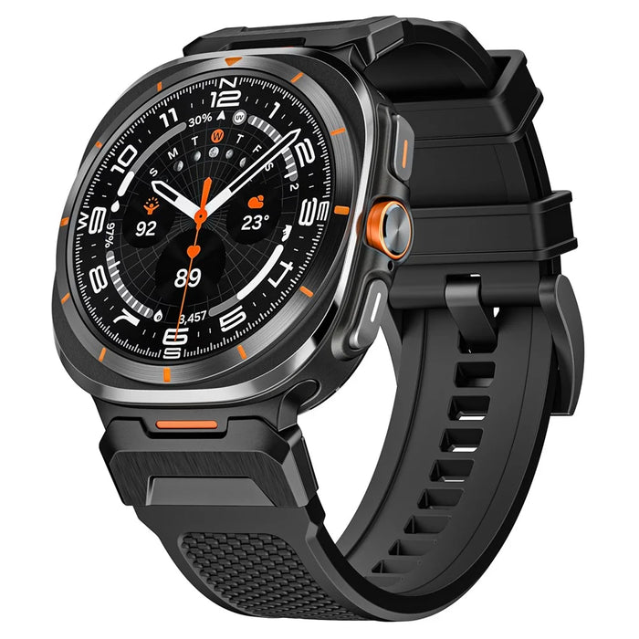 For Samsung Galaxy Watch Ultra2 47mm / Watch Ultra (2025) 47mm / Watch Ultra 47mm Sport Band Rubber Breathable Watch Strap - Black / Black Connector - 3