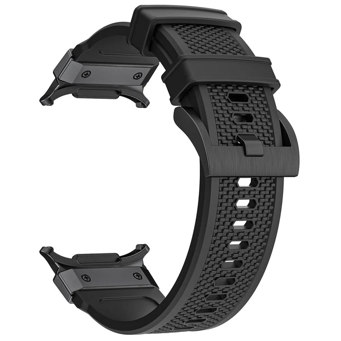 For Samsung Galaxy Watch Ultra2 47mm / Watch Ultra (2025) 47mm / Watch Ultra 47mm Sport Band Rubber Breathable Watch Strap - Black / Black Connector - 4