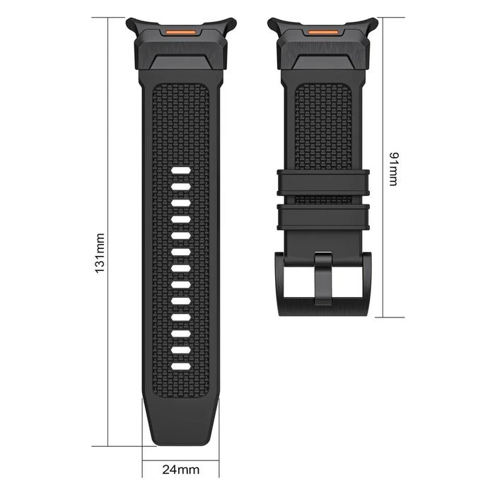 For Samsung Galaxy Watch Ultra2 47mm / Watch Ultra (2025) 47mm / Watch Ultra 47mm Sport Band Rubber Breathable Watch Strap - Black / Black Connector - 5