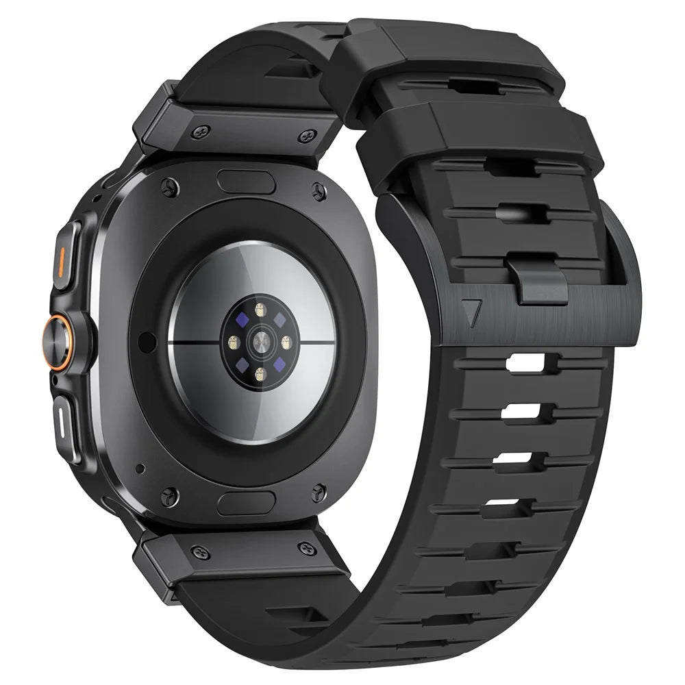 For Samsung Galaxy Watch Ultra2 47mm / Watch Ultra (2025) 47mm / Watch Ultra 47mm Fluorubber Strap Replacement Sport Watch Band - Black / Black Connector - 1
