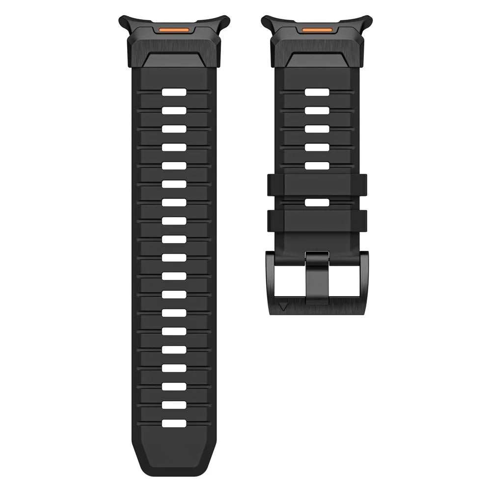 For Samsung Galaxy Watch Ultra2 47mm / Watch Ultra (2025) 47mm / Watch Ultra 47mm Fluorubber Strap Replacement Sport Watch Band - Black / Black Connector - 2