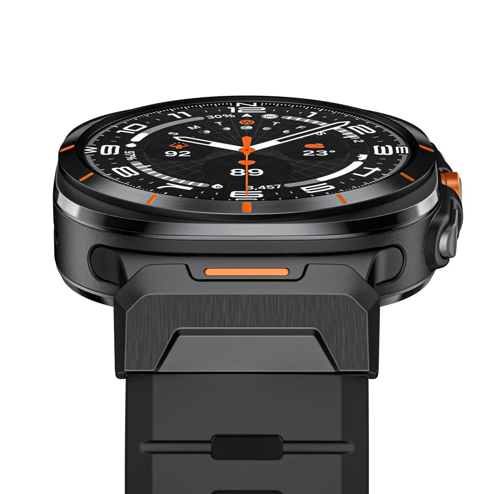For Samsung Galaxy Watch Ultra2 47mm / Watch Ultra (2025) 47mm / Watch Ultra 47mm Fluorubber Strap Replacement Sport Watch Band - Black / Black Connector - 5
