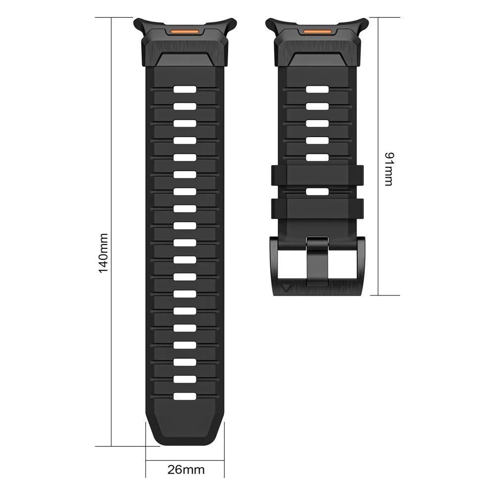For Samsung Galaxy Watch Ultra2 47mm / Watch Ultra (2025) 47mm / Watch Ultra 47mm Fluorubber Strap Replacement Sport Watch Band - Black / Black Connector - 6
