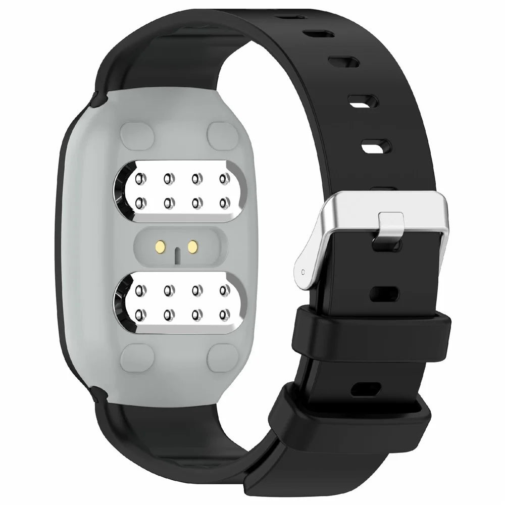 For Emeterm Fashion Replacement Strap Soft Silicone Wristband - Black - 1