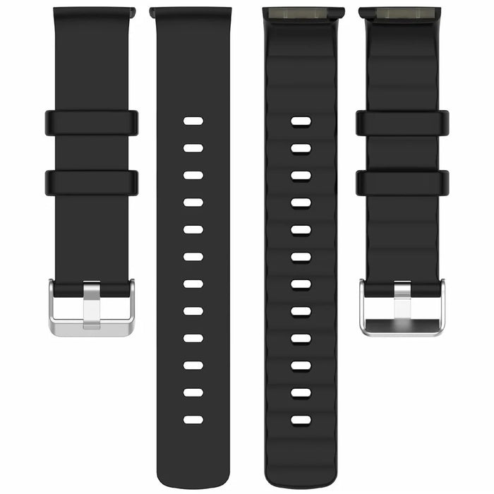 For Emeterm Fashion Replacement Strap Soft Silicone Wristband - Black - 5