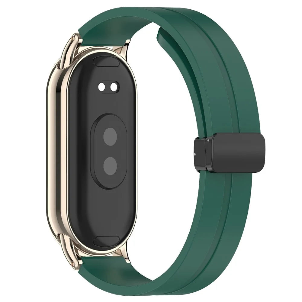 12mm Silicone Watch Band Magnetic Folding Buckle Wrist Strap - Green - 1