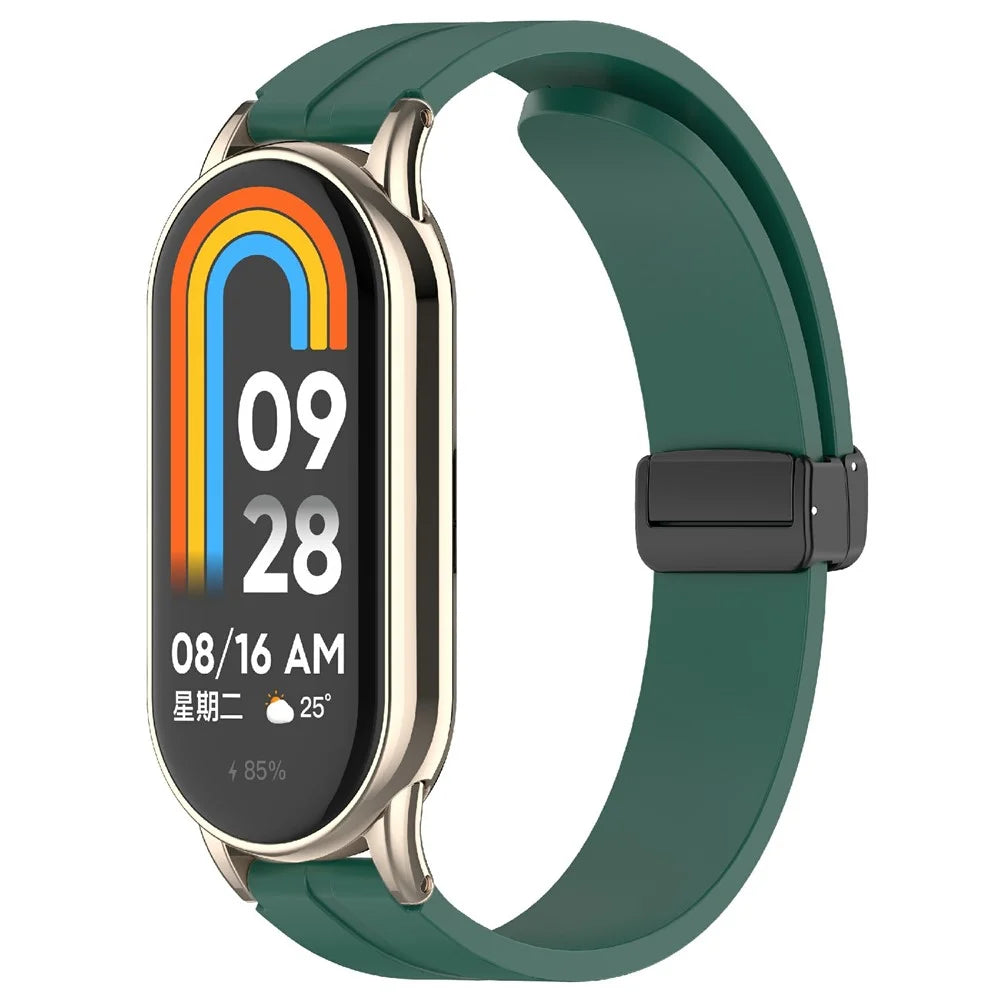 12mm Silicone Watch Band Magnetic Folding Buckle Wrist Strap - Green - 2