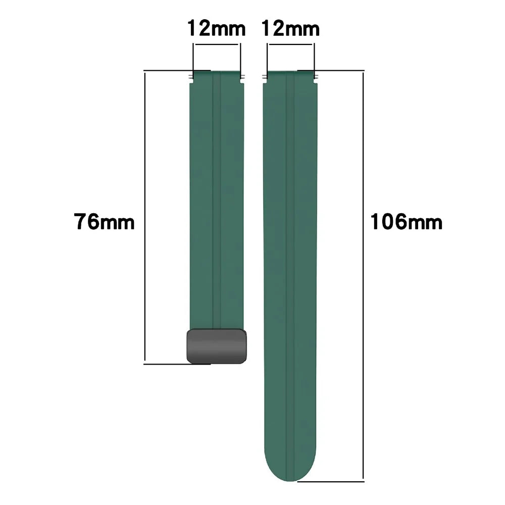 12mm Silicone Watch Band Magnetic Folding Buckle Wrist Strap - Green - 6