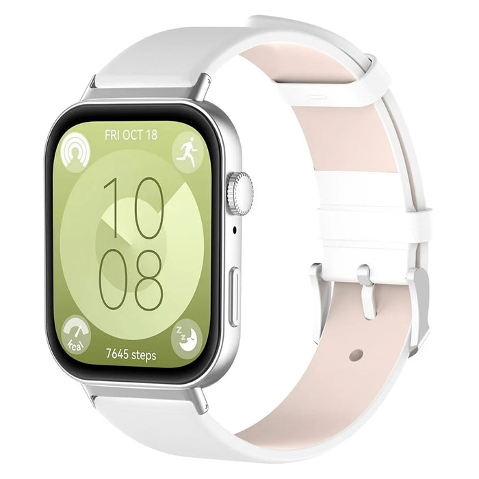 For Huawei Watch Fit 3 Watch Band Adjustable Leather Wrist Strap - White - 2