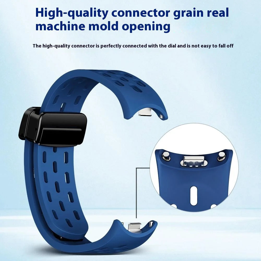 Silicone Watch Band for Xiaomi Smart Band 9 NFC / Band 9 / Band 8 Hollow Breathable Magnetic Buckle Strap - White - 4