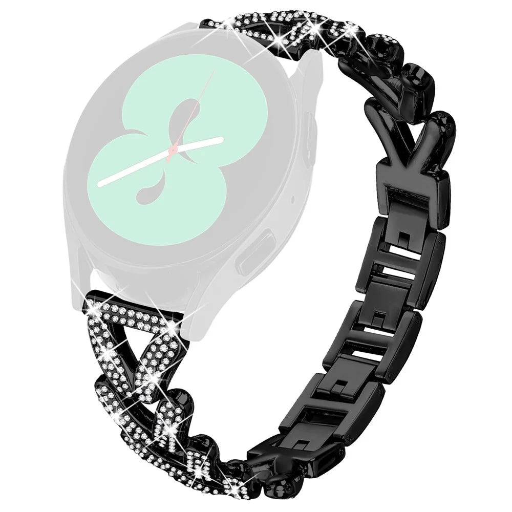 For Gabb Watch 2 Zinc Alloy Twisted Watch Band Rhinestone Decor Watch Strap Replacement - Black - 1
