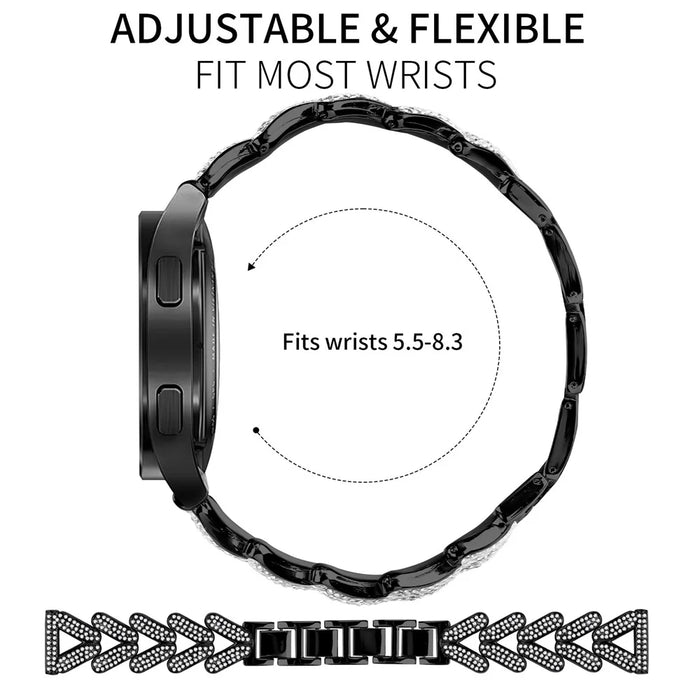For Gabb Watch 2 Zinc Alloy Twisted Watch Band Rhinestone Decor Watch Strap Replacement - Black - 7