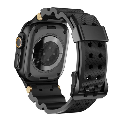 Silicone Strap for Apple Watch Ultra 3 2 1 49mm / Series 11 10 46mm / 9 8 7 45mm / SE3 SE2 SE 6 5 4 44mm / 3 2 1 42mm with Black Buckle - Black - 1