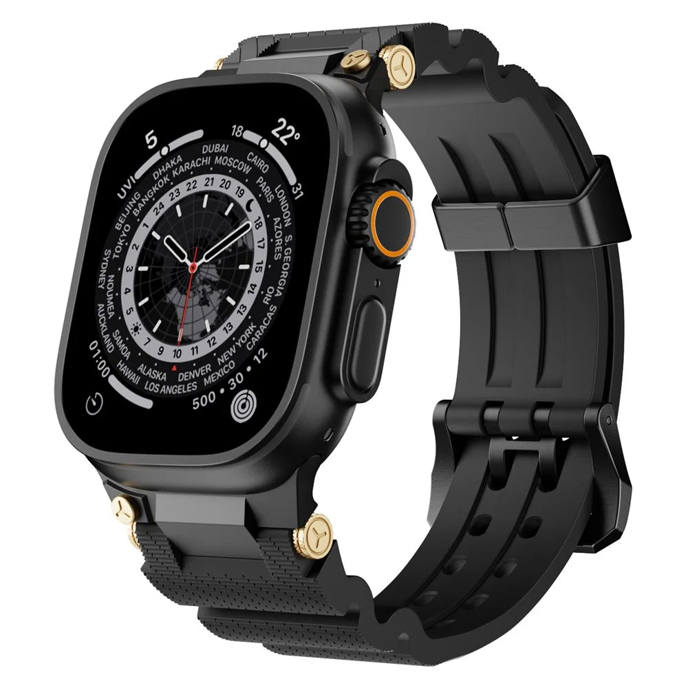Silicone Strap for Apple Watch Ultra 3 2 1 49mm / Series 11 10 46mm / 9 8 7 45mm / SE3 SE2 SE 6 5 4 44mm / 3 2 1 42mm with Black Buckle - Black - 2