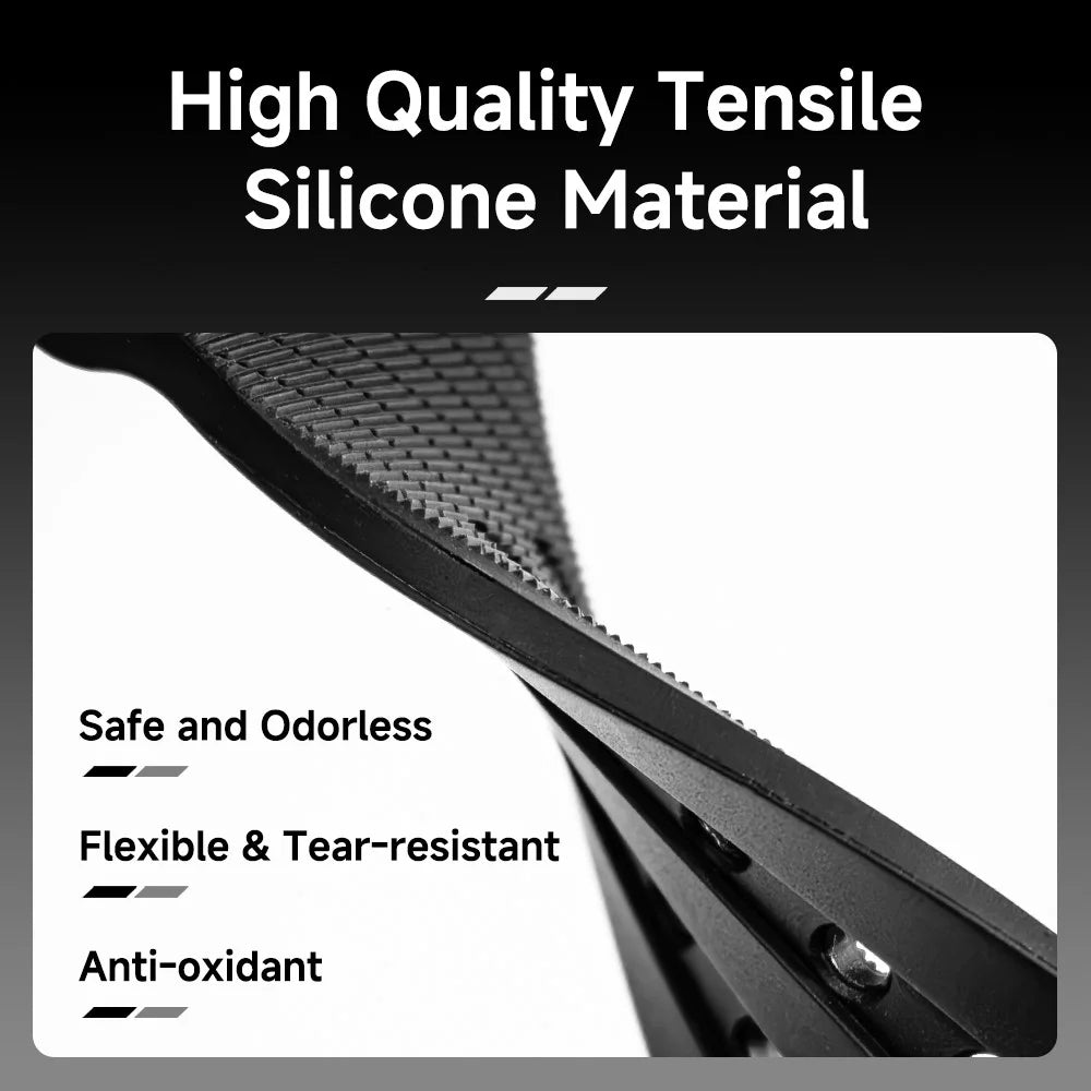 Silicone Strap for Apple Watch Ultra 3 2 1 49mm / Series 11 10 46mm / 9 8 7 45mm / SE3 SE2 SE 6 5 4 44mm / 3 2 1 42mm with Black Buckle - Black - 6