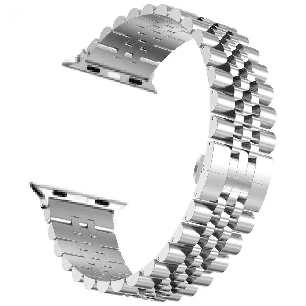 5-Beads Stainless Steel Watch Band for Apple Watch Series 11 10 42mm / 9 8 7 41mm / SE3 SE2 SE 6 5 4 40mm / 3 2 1 38mm - Silver - 1