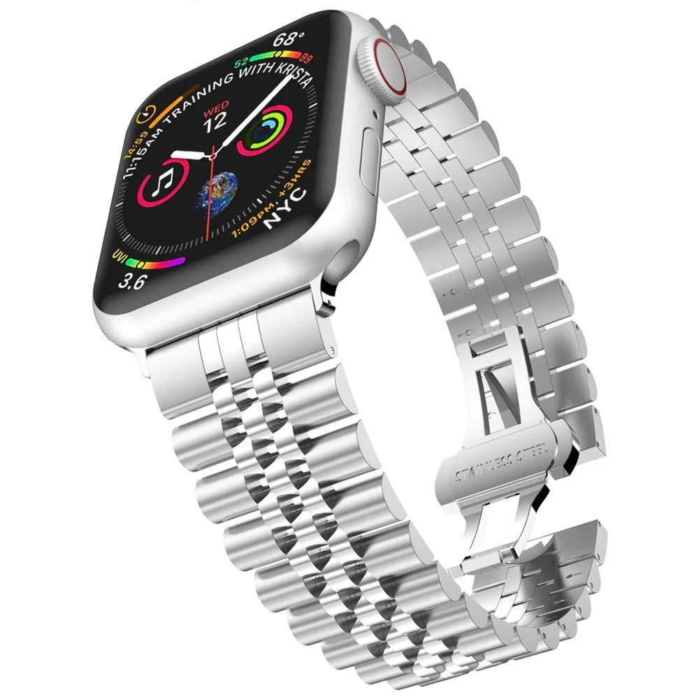 5-Beads Stainless Steel Watch Band for Apple Watch Series 11 10 42mm / 9 8 7 41mm / SE3 SE2 SE 6 5 4 40mm / 3 2 1 38mm - Silver - 3