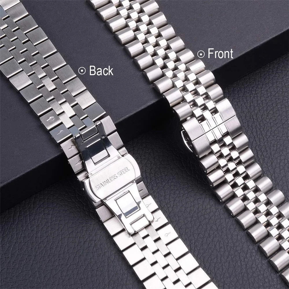 5-Beads Stainless Steel Watch Band for Apple Watch Series 11 10 42mm / 9 8 7 41mm / SE3 SE2 SE 6 5 4 40mm / 3 2 1 38mm - Silver - 5