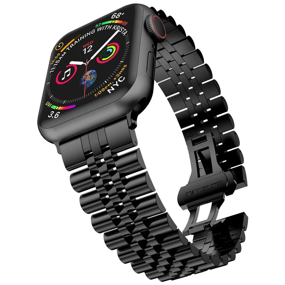 New Style Stainless Steel Watch Strap for Apple Watch Ultra 3 2 1 49mm / Series 11 10 46mm / 9 8 7 45mm / SE3 SE2 SE 6 5 4 44mm / 3 2 1 42mm - Black - 2