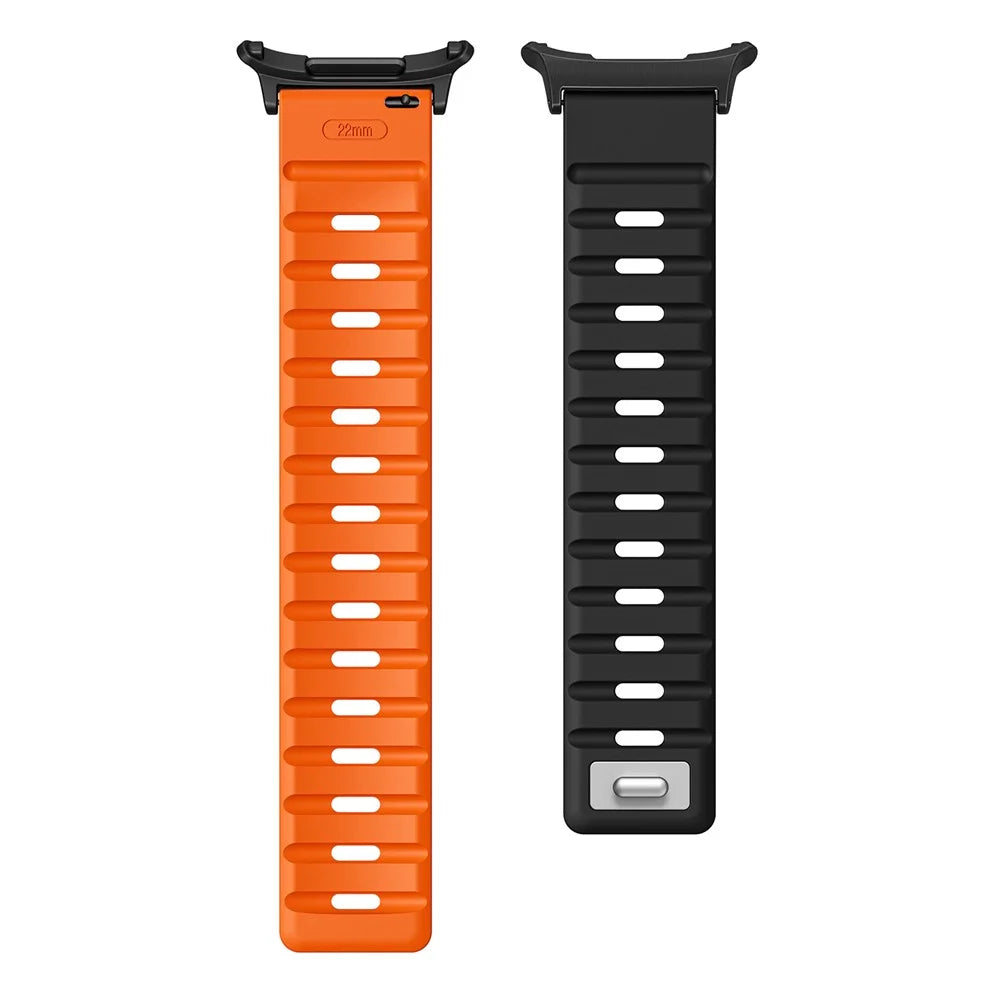 For Samsung Galaxy Watch Ultra2 47mm / Watch Ultra (2025) 47mm / Watch Ultra 47mm Replacement Band Silicone Watch Strap Magnetic Button - Black / Orange / Black - 3