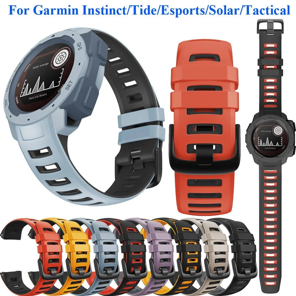 Silicone Watch Band for Garmin Instinct  /  Esports  /  Solar  /  Tide  /  Tactical Dual Color Smartwatch Replacement Strap - White  /  Black - 4