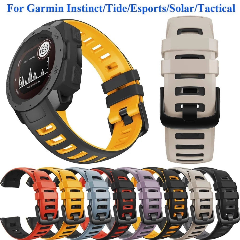 Silicone Watch Band for Garmin Instinct  /  Esports  /  Solar  /  Tide  /  Tactical Dual Color Smartwatch Replacement Strap - White  /  Black - 5