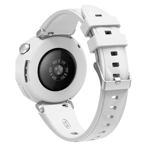 For Huawei Watch GT 5 Pro 42mm Silicone Strap Wrist Watch Band with Watch Frame Cover - White - 1
