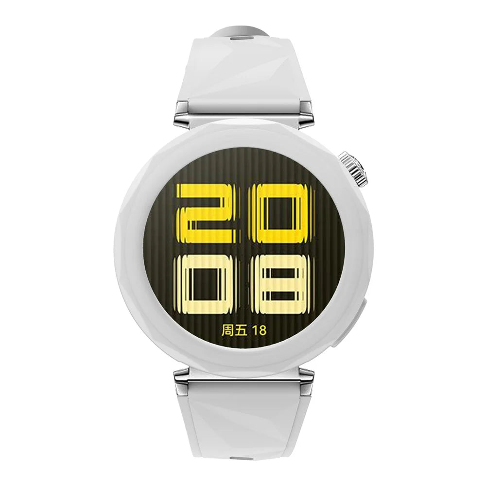 For Huawei Watch GT 5 Pro 42mm Silicone Strap Wrist Watch Band with Watch Frame Cover - White - 2