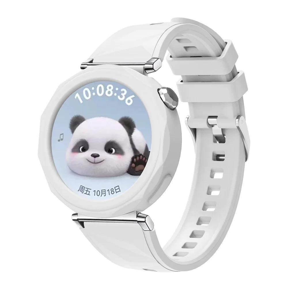 For Huawei Watch GT 5 Pro 42mm Silicone Strap Wrist Watch Band with Watch Frame Cover - White - 3
