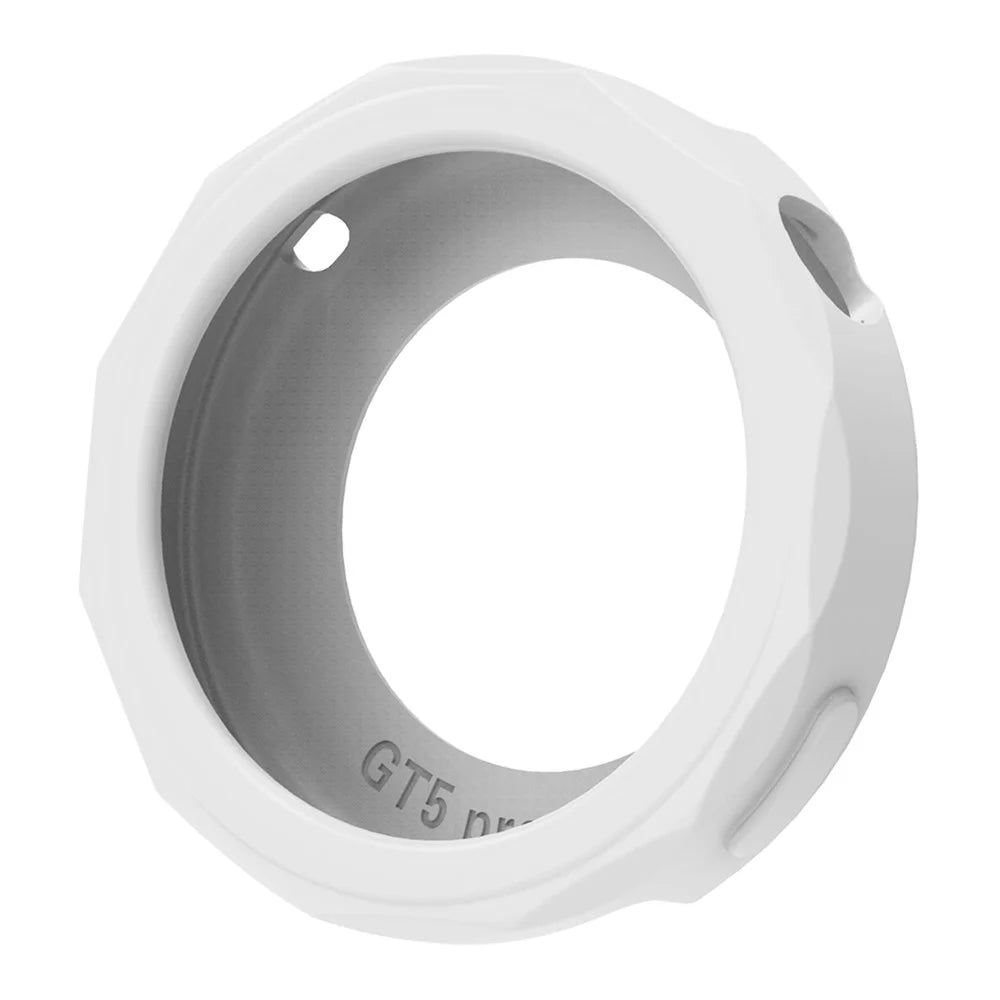 For Huawei Watch GT 5 Pro 42mm Silicone Strap Wrist Watch Band with Watch Frame Cover - White - 4