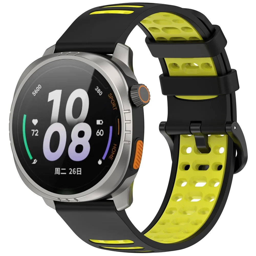 For Xiaomi Watch S4 / Keep Watch Pilot 1 Watchband 22mm Dual Color Silicone Strap - Black / Lime - 2