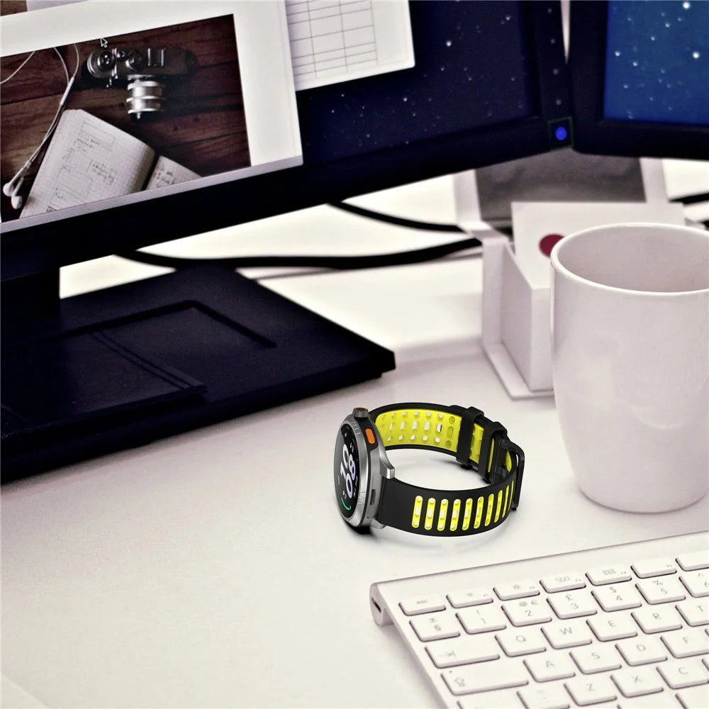 For Xiaomi Watch S4 / Keep Watch Pilot 1 Watchband 22mm Dual Color Silicone Strap - Black / Lime - 6