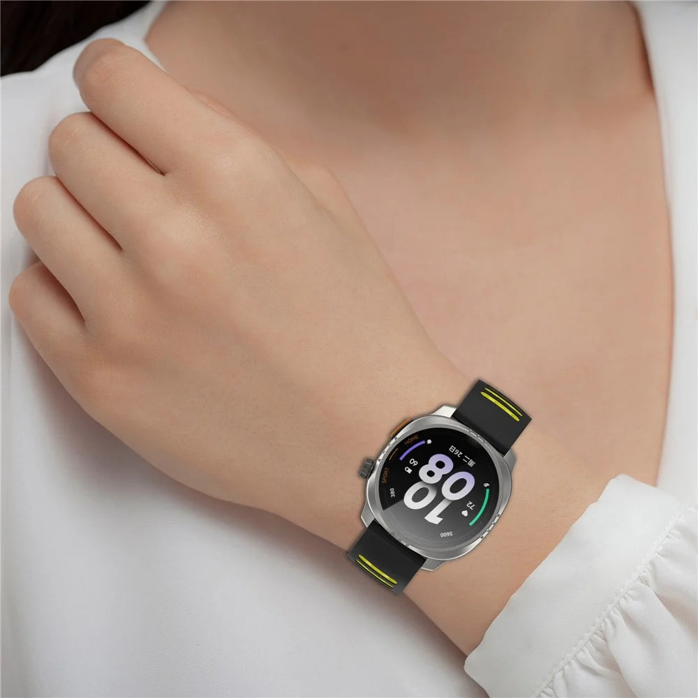 For Xiaomi Watch S4 / Keep Watch Pilot 1 Watchband 22mm Dual Color Silicone Strap - Black / Lime - 7